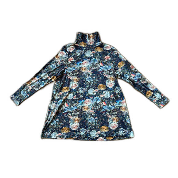 NWT Peruvian Connection Black Floral Turtleneck Mini Dress  Women's Size XL - Picture 3 of 10